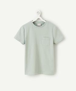 T-shirt garçon en coton vert pâle avec poche - 8 A