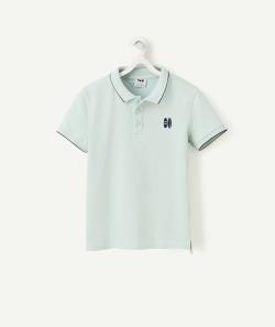 Polo garçon en coton biologique bleu avec motifs surfs brodés - 14 A