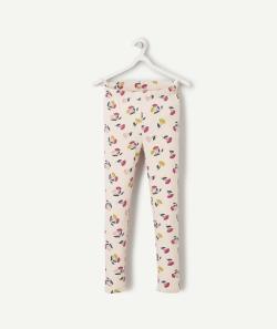 Legging fille en coton bio rose imprimé fleuri - 9 A