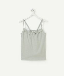 T-shirt à bretelles fille en coton bio vert d'eau - 4 A