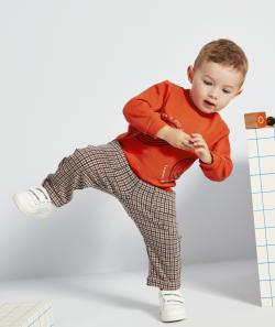 Pantalon bébé garçon à carreaux bleu et marron - 18 M