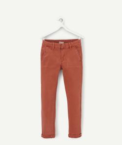 Pantalon chino garçon en fibres recyclées rouille - 9 A