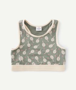 Brassière fille kaki et rose pâle thème tennis - 5 A