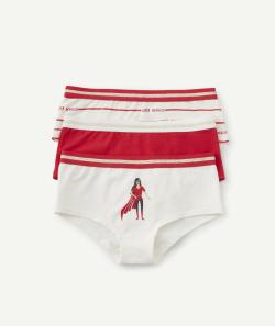 Lot de 3 shorties fille en coton bio rouge super dormeuse - 4 A