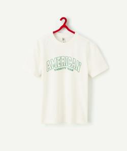 T-shirt mixte en coton bio écru avec message vert - XS