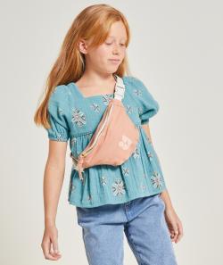 Blouse fille bleu turquoise avec imprimé géométrique - 4 A