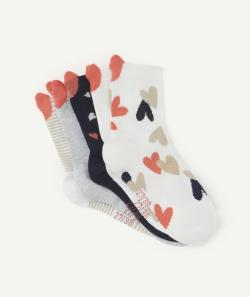 Lot de 5 chaussettes hautes fille unies et imprimées avec coeurs - 31-34
