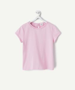 T-shirt manches courtes fille en coton bio rose ajouré - 6 A