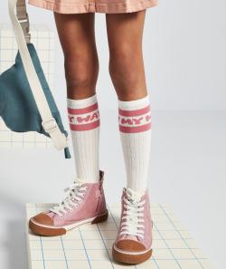 Lot de 2 chaussettes blanches hautes fille avec bandes - 24-26