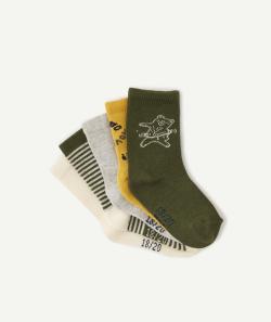 Lot de 5 paires de chaussettes bébé garçon vert gris écru et jaune - 18-20