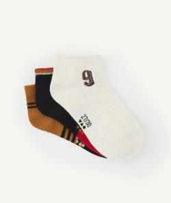 Lot de 3 socquettes garçon marron bleu et rouge - 35-37