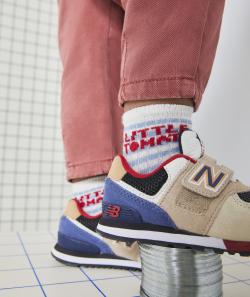 Chaussettes hautes bébé garçon en coton bio à rayures avec message tomate - 18-20
