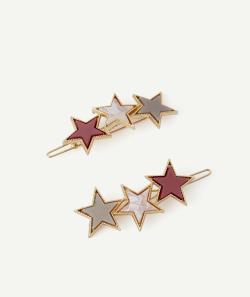 Lot de 2 barrettes plates fille avec étoiles - TU