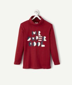 Sous-pull col roulé garçon rouge avec message - 8 A