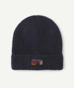 Bonnet en tricot garçon en fibres recyclées bleu marine - 2-4 A