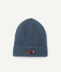 Bonnet garçon en fibres recyclées bleu avec patch - 2-4 A