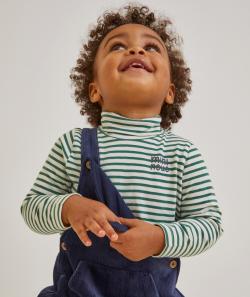 Sous-pull bébé garçon en coton bio imprimé à rayures vertes - 6 M