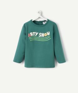 T-shirt bébé garçon en coton bio vert avec message et motifs party show - 12 M