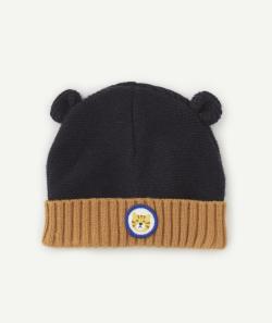 Bonnet bébé garçon en tricot bleu marine avec patch - 12-24M