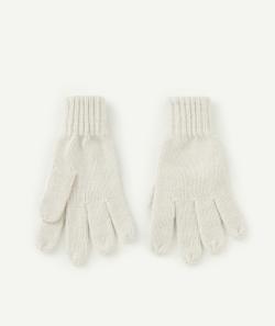 Paire de gants fille en fibres recyclées écru - 10-14 A