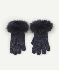 La paire de gants fille en fibres recyclées bleu et détails pailletés - 2-4 A