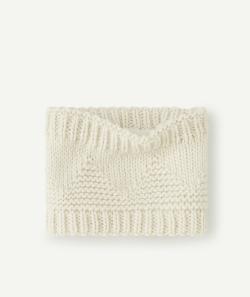 Snood tricot bébé fille en fibres recyclées blanc et pailleté - 3-9 M