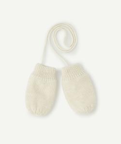 Moufles bébé fille en fibres recyclées beiges et pailletées - 12-24M