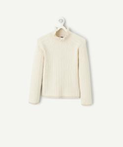 Pull fille en coton bio écru aux détails ajourés - 6 A