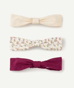Lot de 3 bandeaux bébé fille écru violet et blanc avec imprimé fleuri - 24-36M
