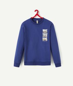T-shirt manches longues garçon en coton biologique bleu thème camden - M