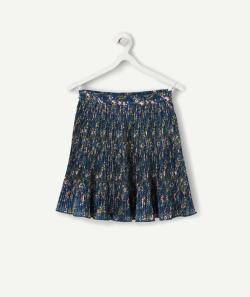 Jupe courte fille en fibres recyclées plissée et imprimée fleurie - 4 A