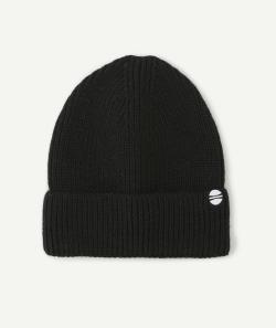 Bonnet en tricot garçon en fibres recyclées noir - TU