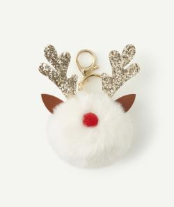 Porte-clés fille imitation fourrure motif cerf - TU