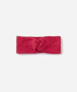 Bandeau fille en tricot rose fushia avec noeud - 2-6 A