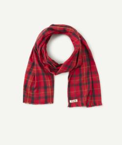Foulard garçon en fibres recylées rouge à carreaux - TU